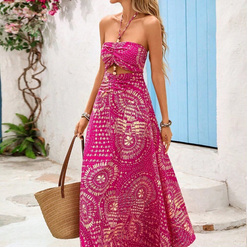 Multicolor Boho Women's Holiday Outing Dress